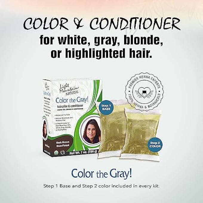 Light Mountain NATURAL: COLOR THE GRAY CONDITIONER, DARK BROWN 7 OZ - Image 3